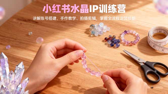 小红书水晶IP训练营,讲解账号搭建、手作教学、拍摄剪辑,全流程运营技能-摇钱树